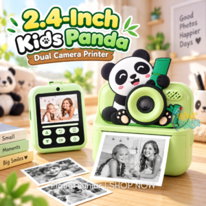 📸 2.4-Inch Kids Panda Dual Camera Printer – Instant Print Digital Camera with Games, Music & Rechargeable Battery