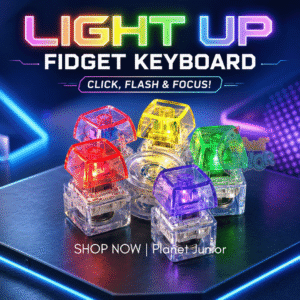 RGB Light-Up Mechanical Keyboard Fidget Spinner – 5-Key Clicker Toy