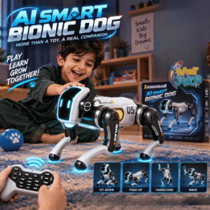 AI Smart Bionic Robot Dog – Remote Control Programmable Robot Pet with LED Lights, Music & Stunt Actions