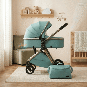 Kidilo Luxury 2-in-1 Reversible Baby Stroller with Mommy Bag