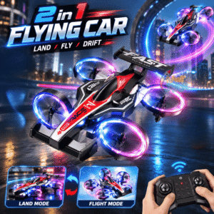 2-in-1 RC Flying Car Drone with Voice Control, Land & Flight Modes, Lights & Aerial Stunts