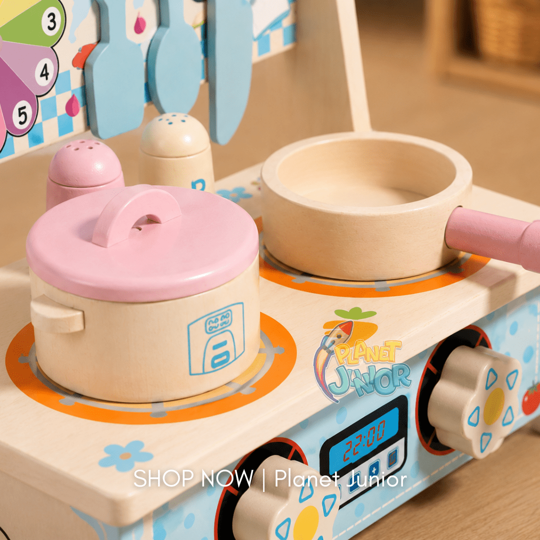 Wooden Little Chef Pretend Kitchen Cooking Set for Kids - Image 3