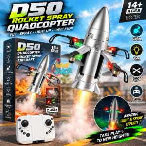 RC Rocket Spray Aircraft with Gravity Control, Lights & Water Mist | Silver