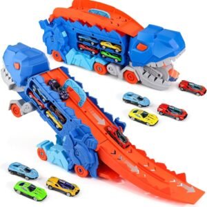 3-in-1 Dino Transporter Racing Launcher – Car Carrier Adventure Set