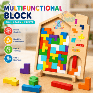 Multifunctional Wooden Tetris Block Puzzle & Logic Game for Kids