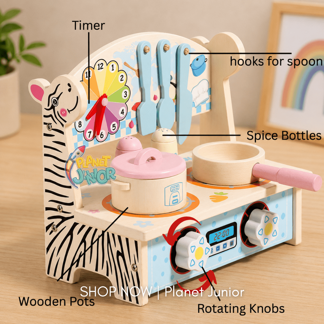 Wooden Little Chef Pretend Kitchen Cooking Set for Kids - Image 4