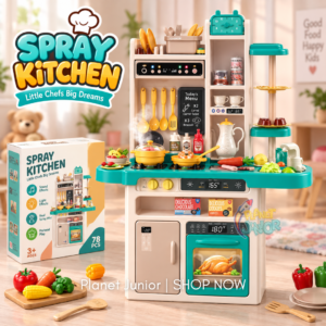 78-Piece Spray Kitchen Play Set with Lights, Sounds & Running Water