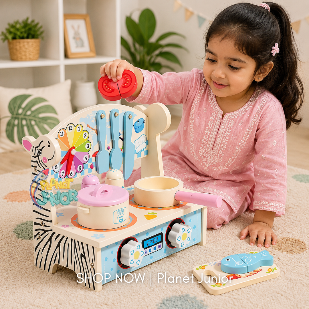 Wooden Little Chef Pretend Kitchen Cooking Set for Kids - Image 2