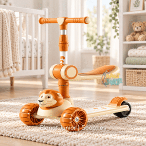 2-in-1 Lion Kids Scooty with Ride-On Seat &  Adjustable Handlebar