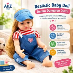 Realistic Baby Doll – Denim Dungaree Outfit