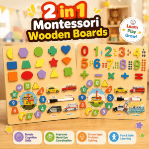 2-in-1 Montessori Wooden Learning Puzzle + Whiteboard