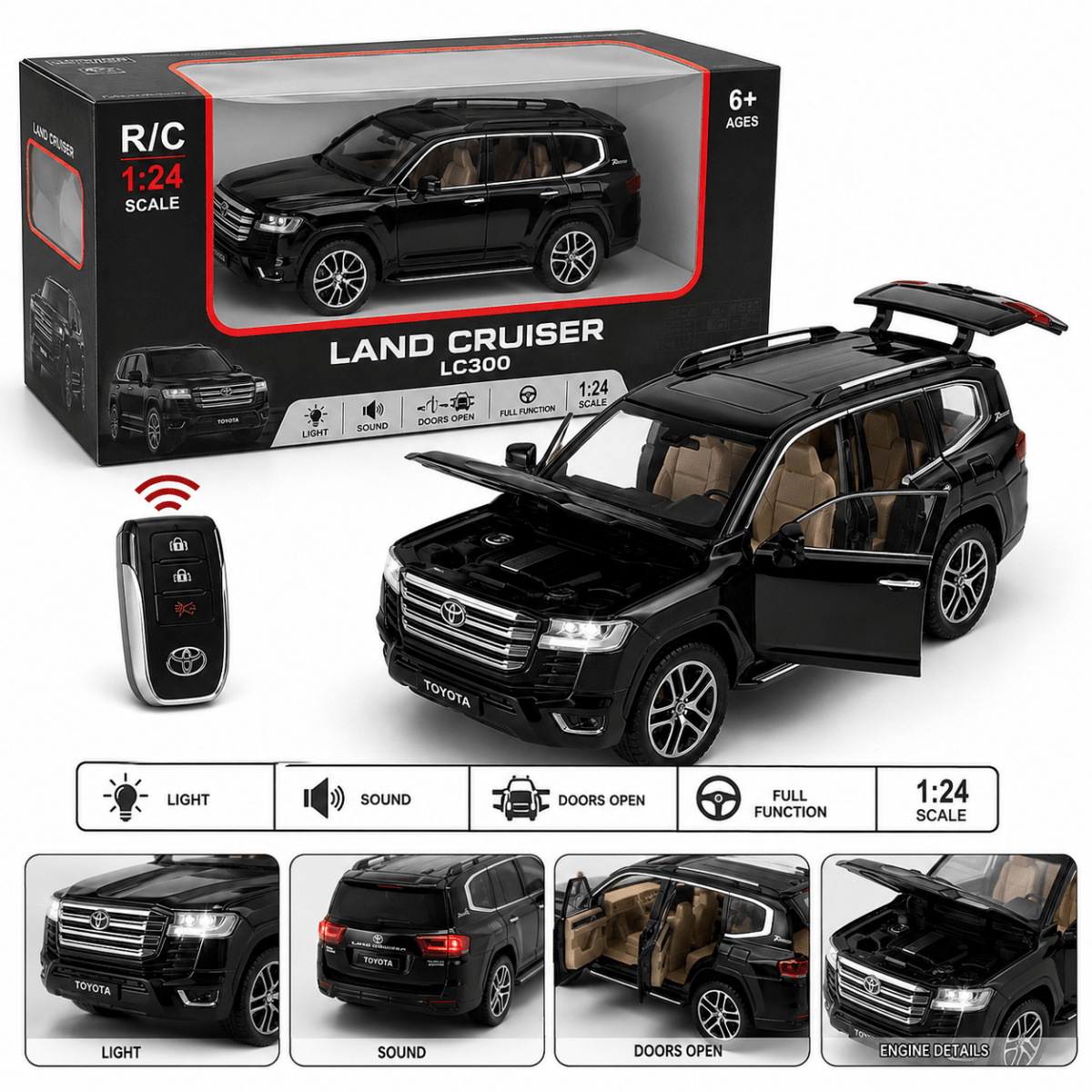 1:24 Toyota Land Cruiser LC300 Diecast Alloy Model Car – Light & Sound Edition - Image 5