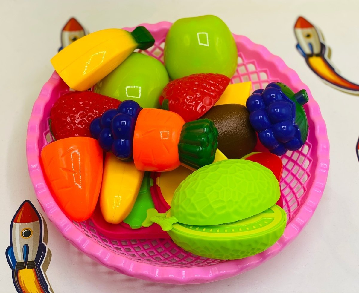 Colorful Pretend Play Fruit & Vegetable Basket Set - Image 4