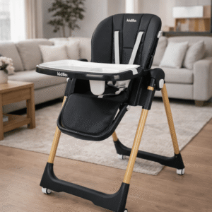 Kidilo Adjustable 2-in-1 Baby Feeding High Chair with Reclining Seat, Wheels & 5-Point Safety Harness