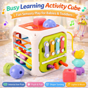 Multi-Activity Baby Play Cube – Shape Sorter, Beads Maze & Motor Skills