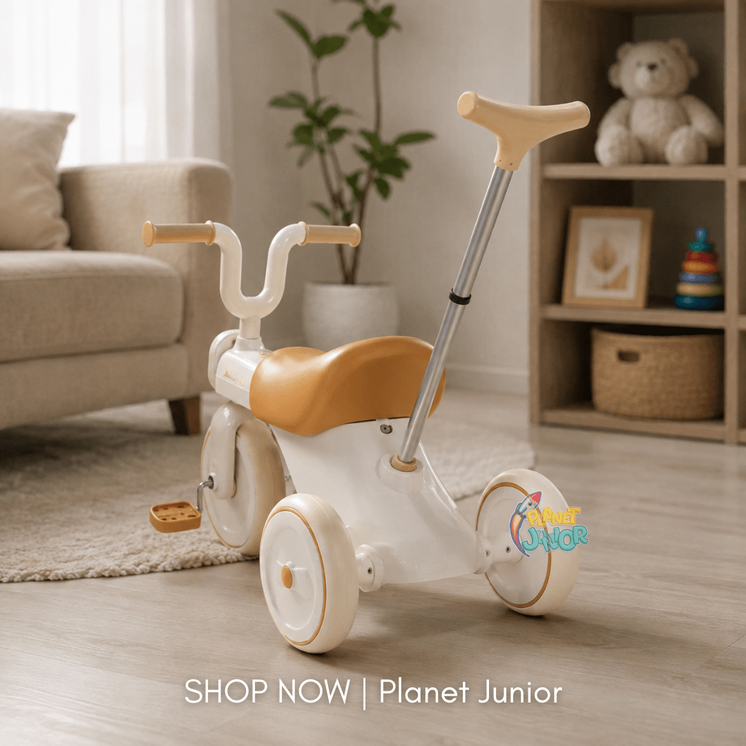 Kids Push Handle Tricycle with Lights & Music - Image 4