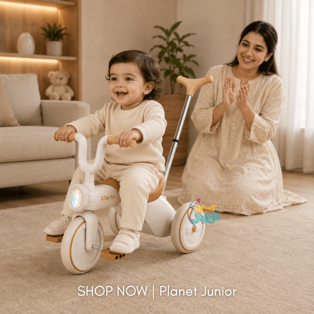 Kids Push Handle Tricycle with Lights & Music - Image 2
