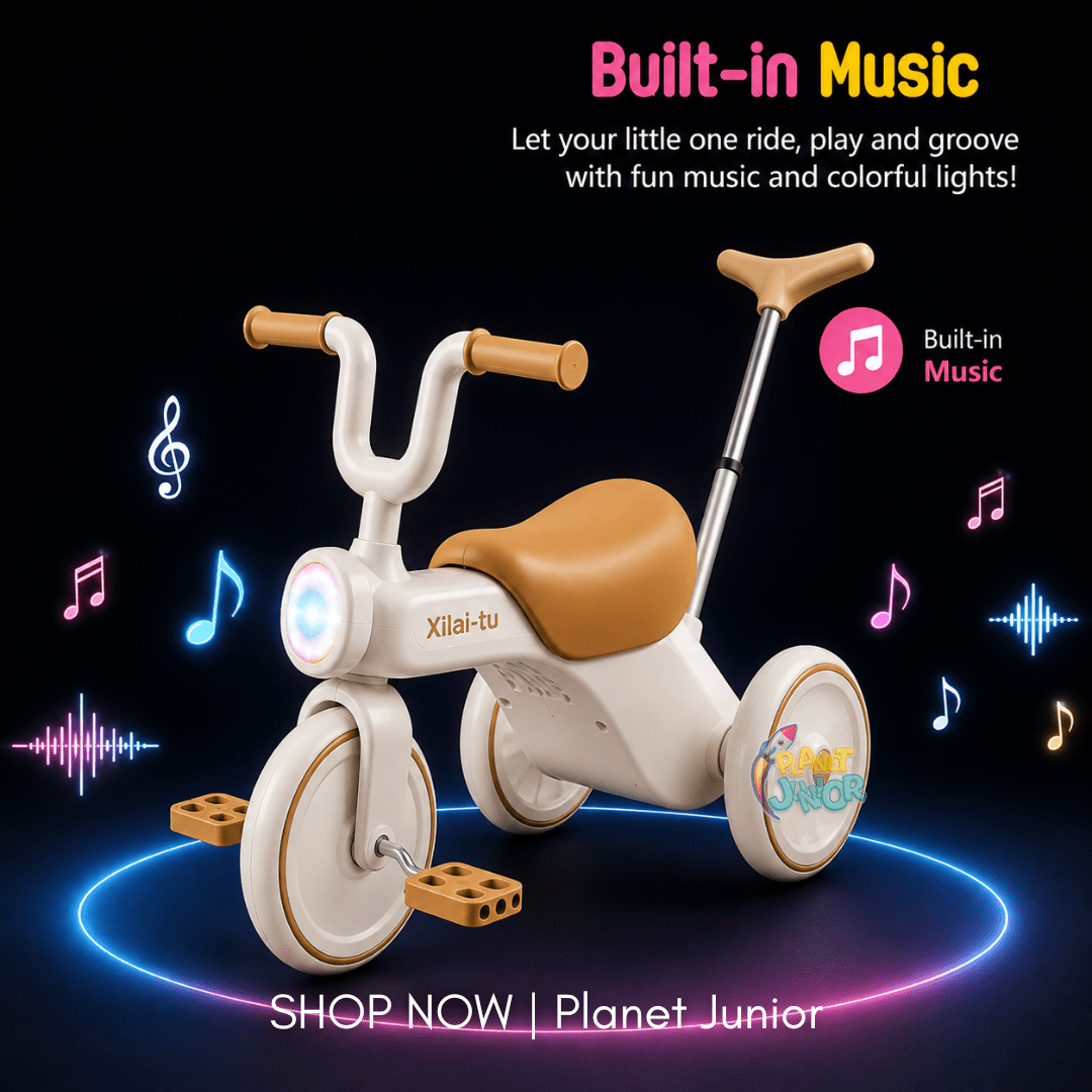 Kids Push Handle Tricycle with Lights & Music - Image 5