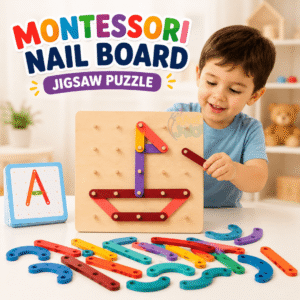 Montessori Wooden Nail Board Letter & Shape Puzzle